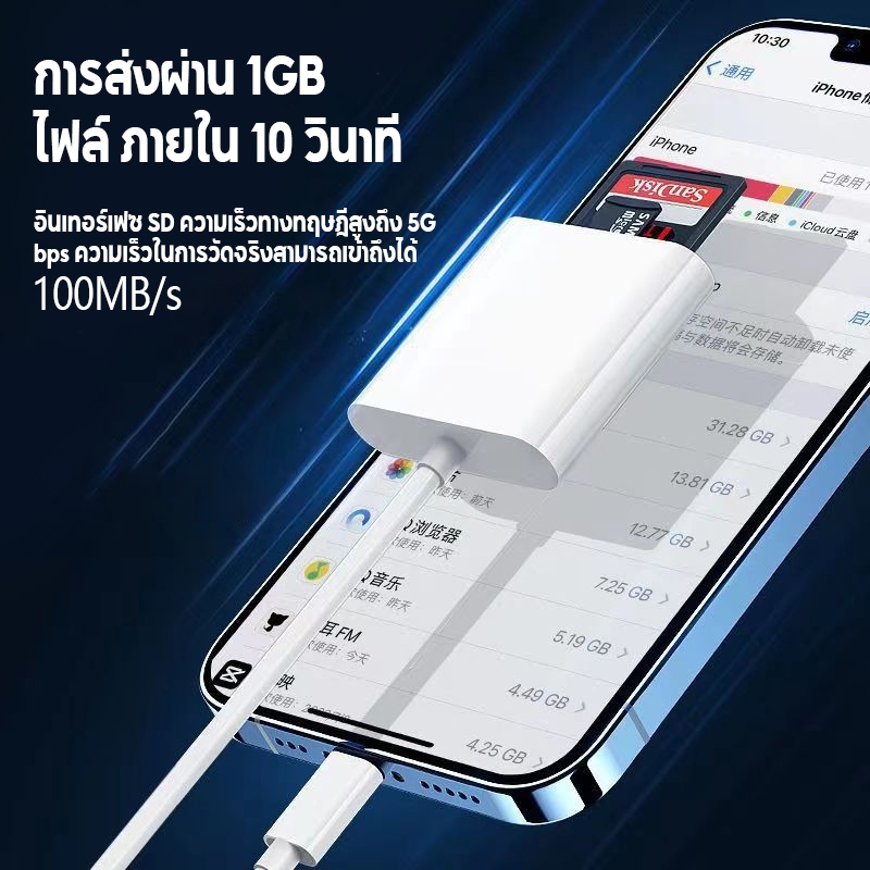 OTG IP to SD  +  TF card  2 in 1  เครื่องอ่านบัตรเครื่องอ่านกล้องการ์ด TF card reader