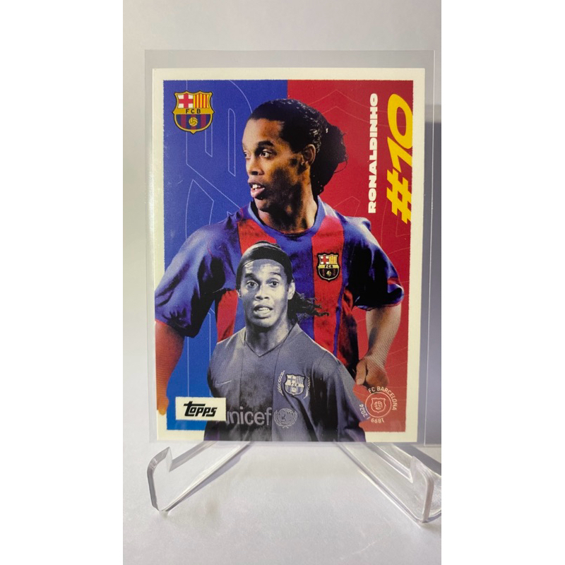 การ์ดนักฟุตบอล FC BARCELONA, TOPPS 2024, FIRST GOAL, Ronaldinho , A. Iniesta, Rivaldo, Henry, Pedri,