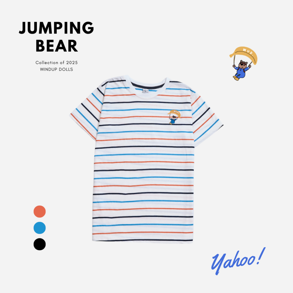 Striped T-shirts เสื้อยืดแขนสั้นผ้าทอลายทาง (Bear Collection)