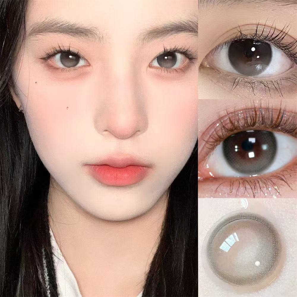 【0.00-6.00】Midroo คอนแทคเลนส์ตาหวาน เลนส์ค่าสายตาสั้น รายเดือน Pudding Pink/Grey-14.2mm