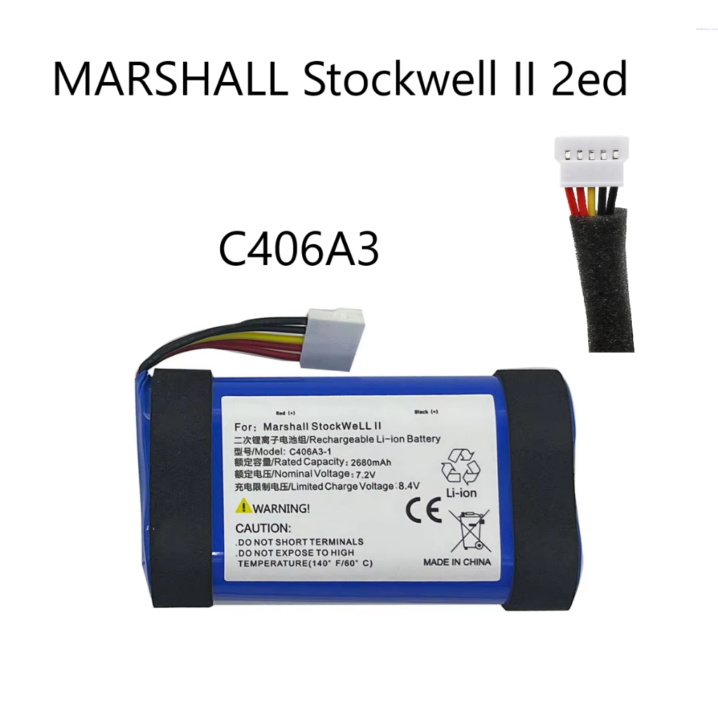 C406A3 7.34V 3400mAh ใหม่แบตเตอรี่ C406A3-1สำหรับ MARSHALL Stockwell II 2ed ลำโพงไร้สายบลูทูธ