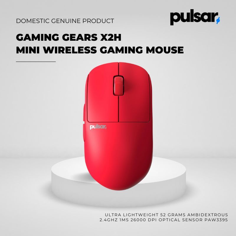 Pulsar Gaming Gears X2H Mini Wireless Gaming Mouse Ultra Lightweight 52 grams Ambidextrous 2.4GHz 1m