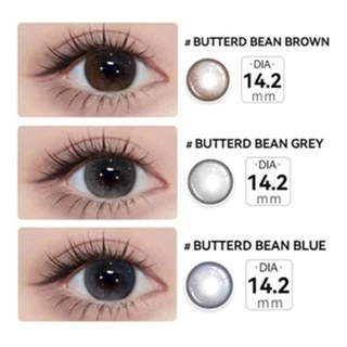 ซื้อ2คู่แถมของแถมฟรี*2+ตลับ*2 [0.00~-8.00] Midroo แว่นตาสายตาสั้น คอนแทค Butter Bean Brown/Grey/Blue-14.2mm