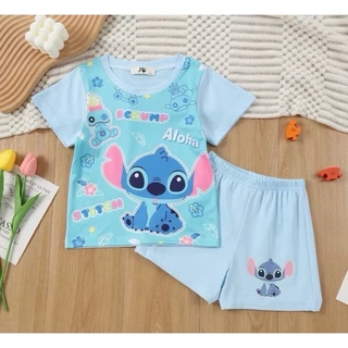 BB078 ชุดเด็กแขนสั้น ขาสั้น ลายการ์ตูน น่ารัก สีสวย ผ้านิ่มเด้ง เซตลูกสาว ลูกชาย