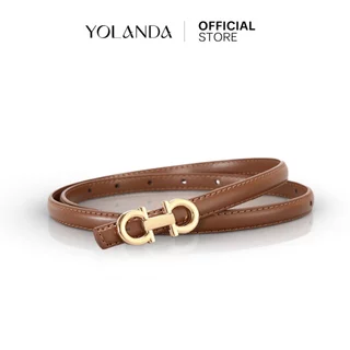Yolanda เข็มขัดผู้หญิง สไตล์เกาหลี เส้นบาง เข็มขัดหนัง PU หัวทอง ทรงเรียบ สวมใส่สบาย ใส่แล้วดูแพงทันที แมทง่าย FF1609
