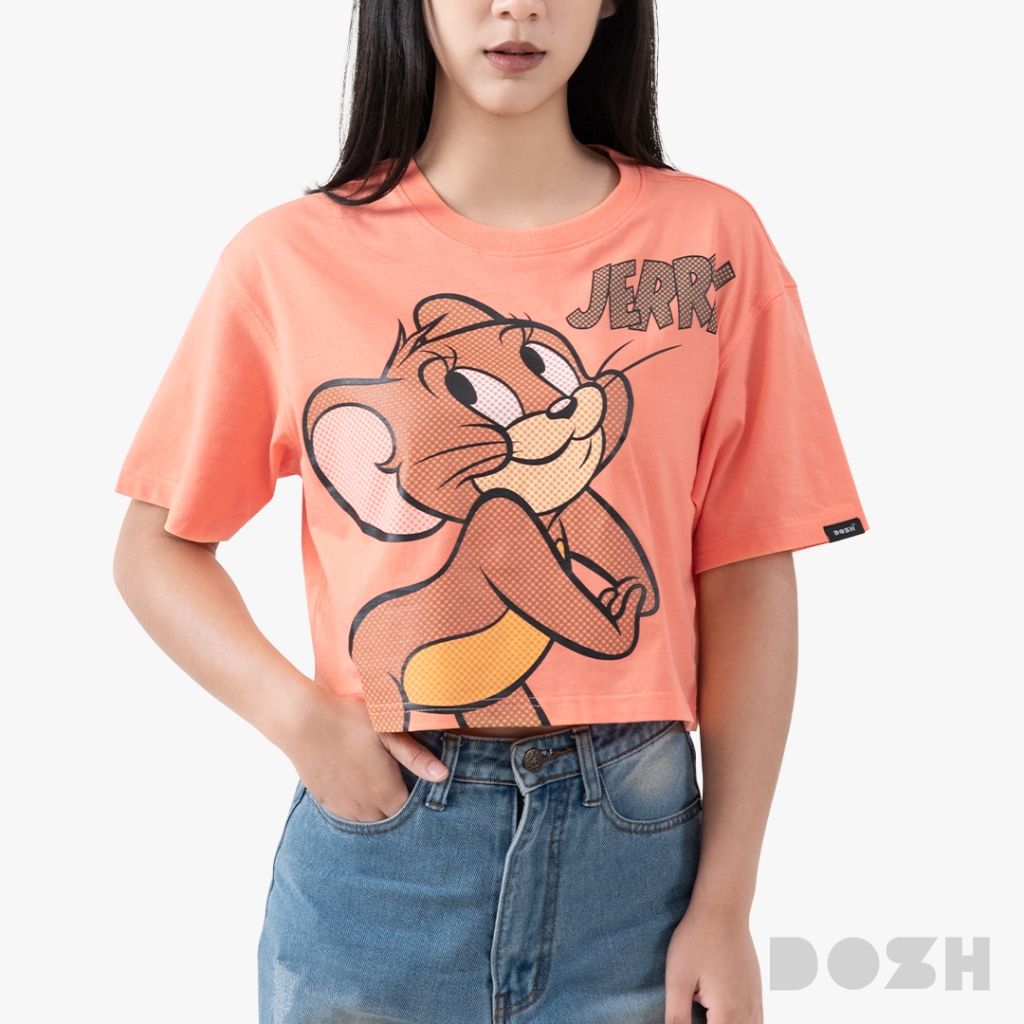 DOSH WOMEN'S CROPPED T-SHIRTS TOM AND JERRY เสื้อยืดครอปผู้หญิง DTJWT1001-OR (XS/S-M/L)