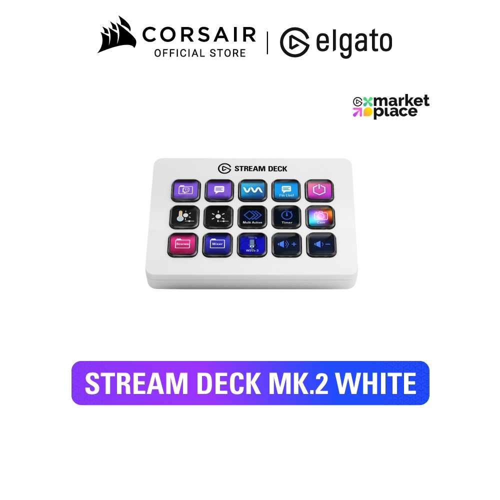 ELGATO STREAM DECK MK.2 WHITE EDITION - คียบอร์ด คัสตอม ปุ่มคีย์ลัด 15 ปุ่ม อุปกรณ์สตรีมเมอร์ สีขาว