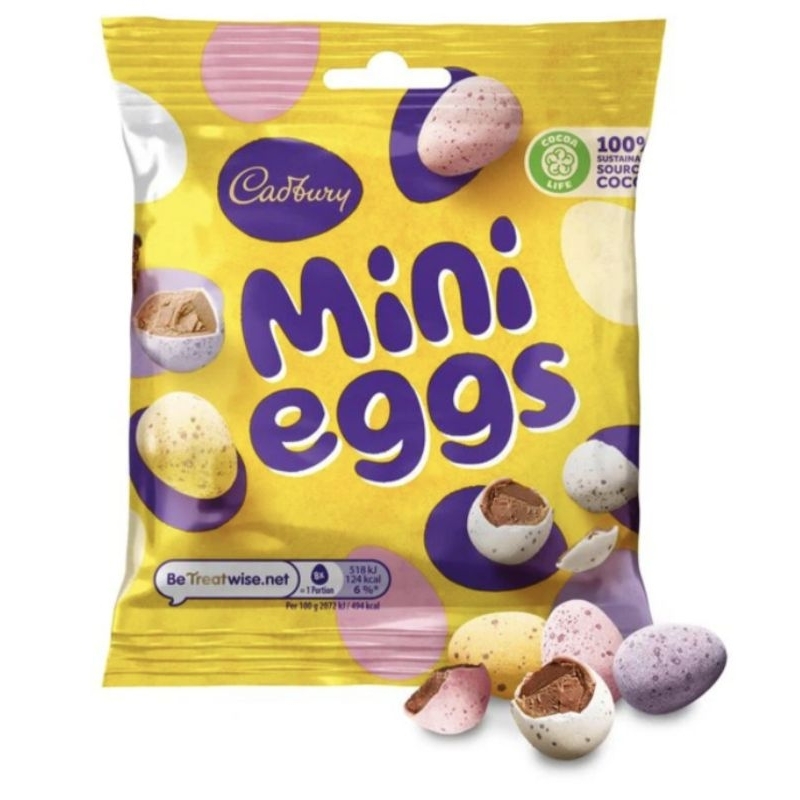 Mini Eggs 80g & 270g (Cadbury Brand) -  แคดเบอรี่ มินิ เอ้กส์ มิลค์ ช็อกโกแลต รูปไข่แบบถุง ขนาด 80กร