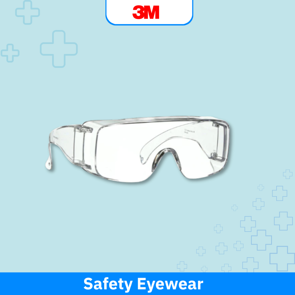 3M แว่นนิรภัยครอบแว่นสายตา เลนส์ใส Safety Eyewear UV Protection สามารถกัน UV ได้ถึง 99.9%