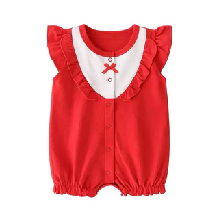 Babyculture พร้อมส่ง （ซื้อ2ตัวโปรลดคุ้มมาก)มีลายใหม่เสื้อผ้ารอมเปอร์เด็กผู้หญิงสีชมพู ผ้าคอตตอน บอดี้สูทเด็ก