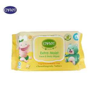 ENFANT (อองฟองต์) Extra Moist Face & Body Wipes ผ้าเช็ดทำความสะอาดแบบเปียก สูตร Organic Jojoba Oil 1แพ็ค/3ห่อ 60แผ่น/ห่อ