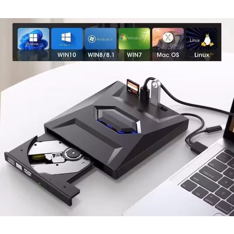 USB 3.0 Multifunctional DVD-RW type-c Dual Interface TF Card อ่านคอมพิวเตอร์ภายนอก 7in1