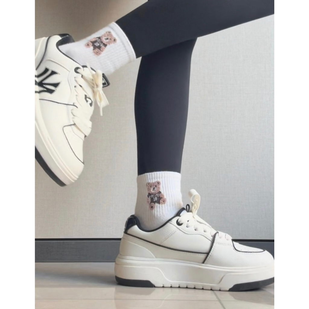 【ของแท้%100】MLB Chunky Liner Sneakers รองเท้าผ้าใบ รุ่น รองเท้าลำลอง-ขาว จัดส่งที่รวดเร็ว