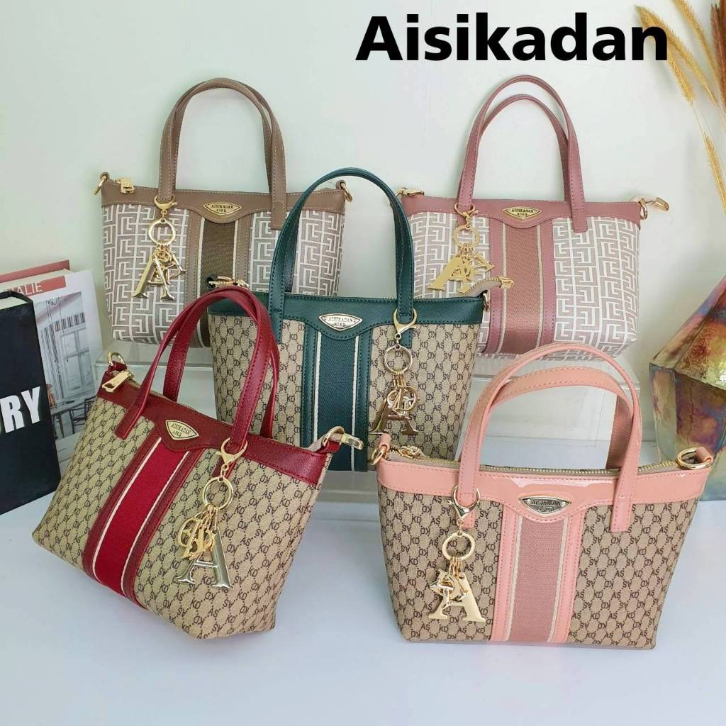 กระเป๋าแบรนด์แท้ Aisikadan ทรงถือ มีสายสะพายประระดับได้ คุณภาพพรีเมี่ยม