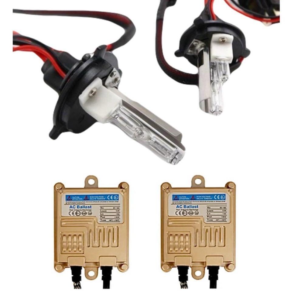 fd_24hr ชุดหลอดไฟหน้ารถ XENON 55W หลอดxenonและhilogenในตัวเป็นชุด1คู่ขั้วH4-2 มีค่าสี4300K 6000K 800