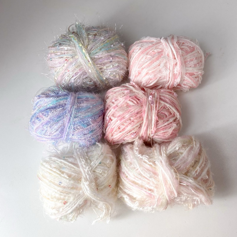 ♡  พร้อมส่ง | Fancy yarn ไหมพรมแฟนซี กลิตเตอร์วิ้ง 25 / 50 g – โปรปัง