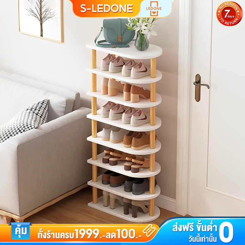 LD ชั่นวางรองเท้า ชั้น 5/6 ทำด้วยไม้ สำหรับวางของในบ้าน เฟอร์นิเจอร์จัดเก็บรองเท้า ไม่ต้องใช้น็อตในการประกอบ