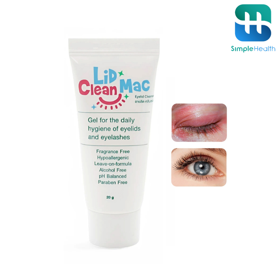 Simple Health เจลทำความสะอาดเปลือกตา ที่ทำความสะอาด Lid Clean Mac 20 กรัม ใช้งานง่าย อ่อนโยน ไม่ระคายเคือง ถูกหลัก อย.