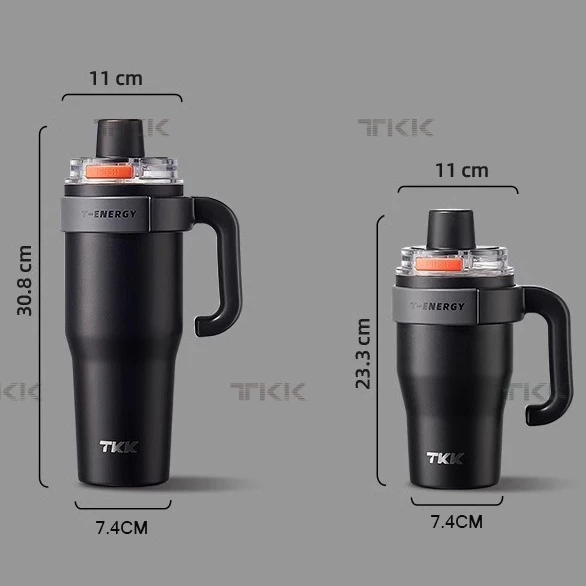 TKK แก้วกาแฟเก็บอุณหภูมิ 1200ml พร้อมหลอดดูด เคลือบเซรามิก สแตนเลส 316 กระติกน้ำแบบมีหูจับ thumbnail 10