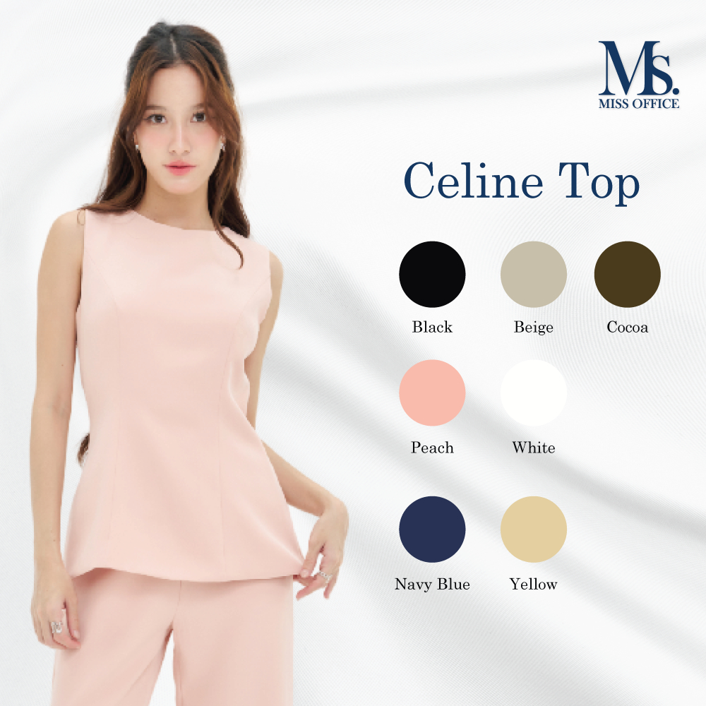 Miss office เสื้อคอกลมแขนกุดชายระบาย (MT-330)