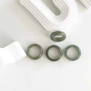 แหวน หยกพม่าแท้ ทรงหลังเต่า โทนสีธรรมชาติ half round ring jade by siamonlineshop