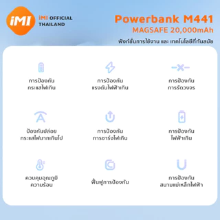 iMI Magnetic Powerbank พาวเวอร์แบงค์แม่เหล็กไร้สาย 20000mAh PD22.5W ชาร์จเร็ว มอก.ปลอดภัย ขึ้นเครื่องบินได้ พกพาง่าย