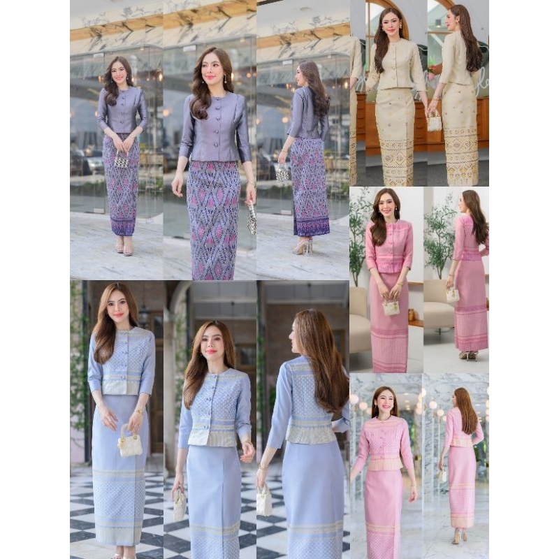 A02 ชุดเซ็ทเข้ารูป เสื้อ+ผ้าถุงสำเร็จ อัดกาวอย่างดี  สินค้าดป็นผ้าฝ้ายทอทุกชุด งานคุณภาพ