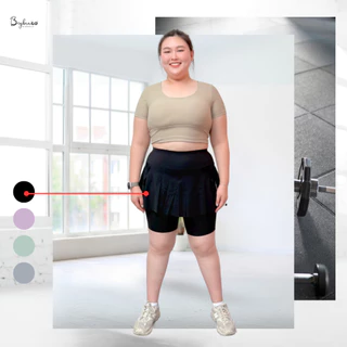 Bigbraco-HI140 (M-4XL)กางเกงทรงกระโปรง เอวสูงกระชับหน้าท้อง ยาว 3 ส่วน กระป๋าข้างลำตัว
