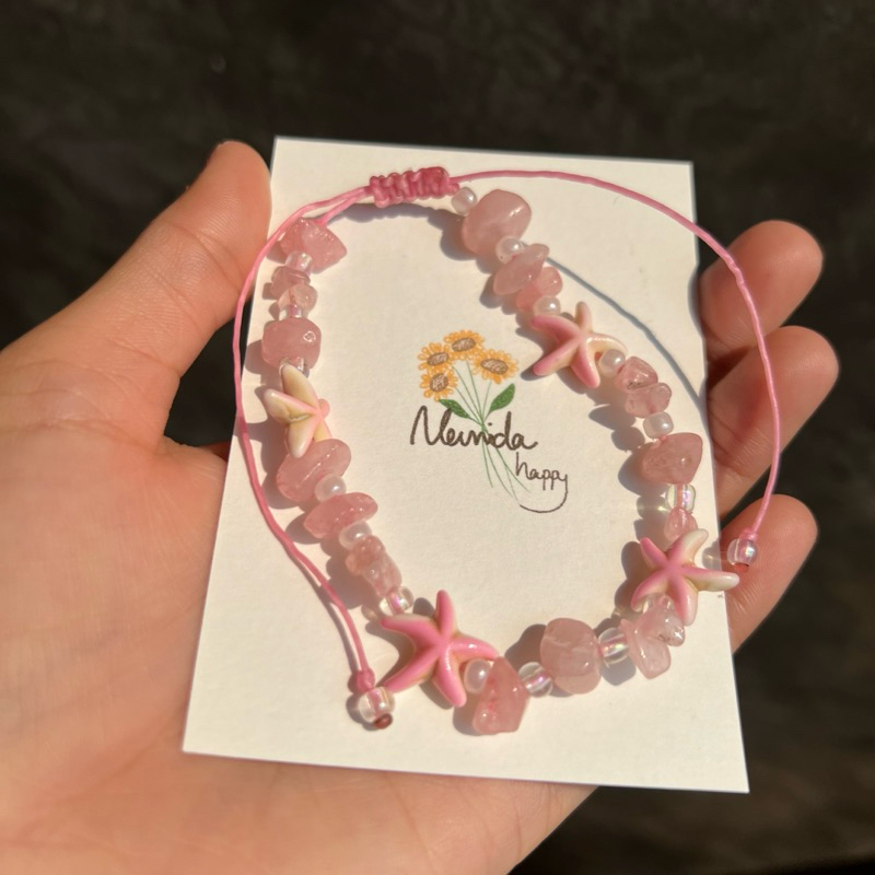 กำไลข้อมือ/กำไลข้อเท้า ทะเล ใส่ได้ทั้งสอง กำไลปลาดาวไปทะเล กำไลเชือกเทียน กำไลหินแท้