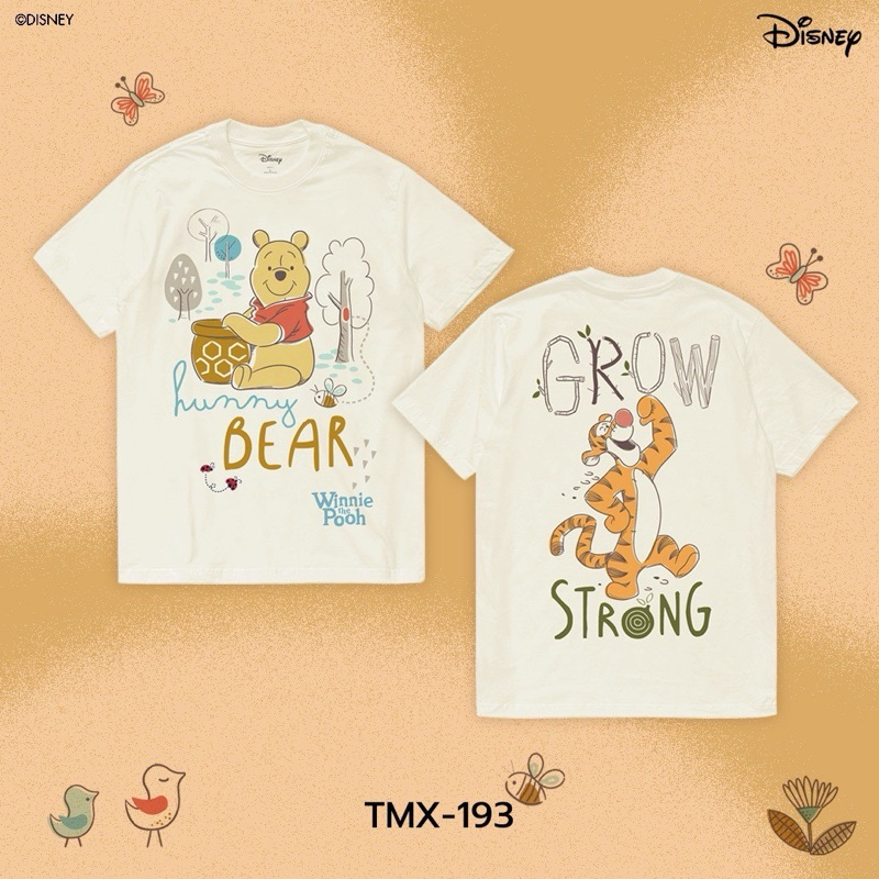 เสื้อยืดการ์ตูน ลาย "Winnie the Pooh" ลิขสิทธ์แท้ DISNEY(TMX-193)ผ้าสีครีม