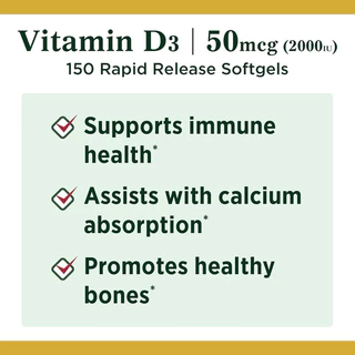 ✅พร้อมส่ง วิตามินดี3 ☀️Nature’s Bounty, Vitamin D3, Immune Health 2000IU-5000IU , 240 Softgels