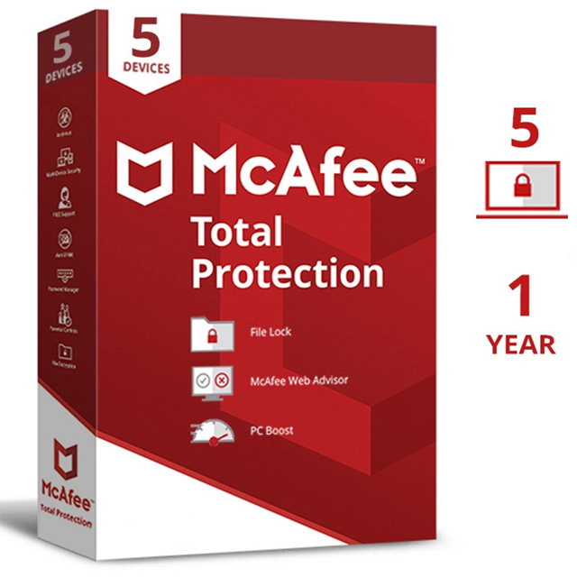 Mcafee Total Protection 5 Devices, 1 + 1 Year subscription