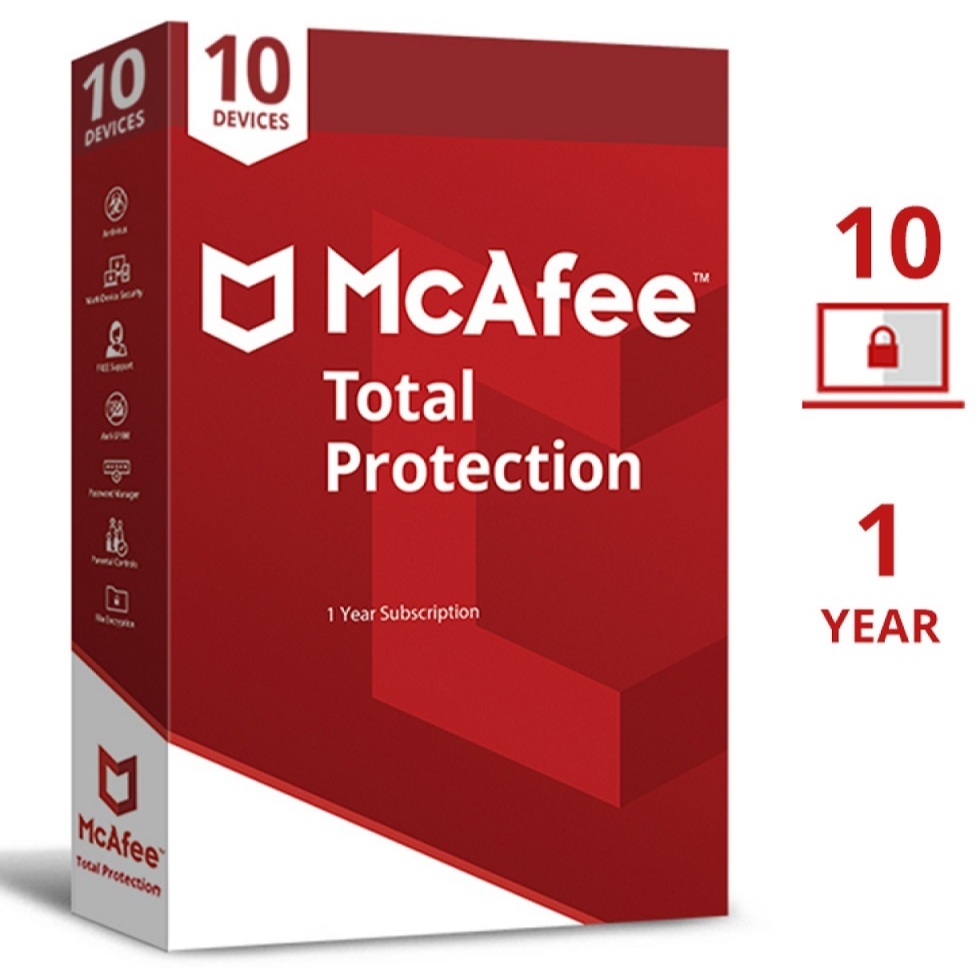 McAfee Total Protection Antivirus Software 10 เครื่อง, 1 ปี License