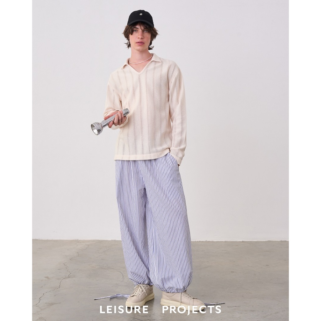 (Leisure Projects) BABY KNIT V-NECK LONG SLEEVE เสื้อโปโลเเขนยาวคอวี ตัดเย็บด้วยผ้าทอลาย Geometric กึ่งซีทรู ราคา ถูกที่สุด ดีลบีเคเค แกลเลอรีภาพที่ 6
