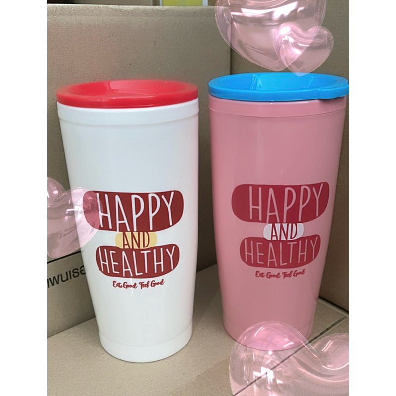 ของใหม่ ⚡️แก้ว Happy and Healthy ของพรีเมี่ยมโยเกิร์ตบัลแกเรีย  22 oz 1 set ได้ 2 ใบ ใส่ได้ทั้งร้อน/เย็น