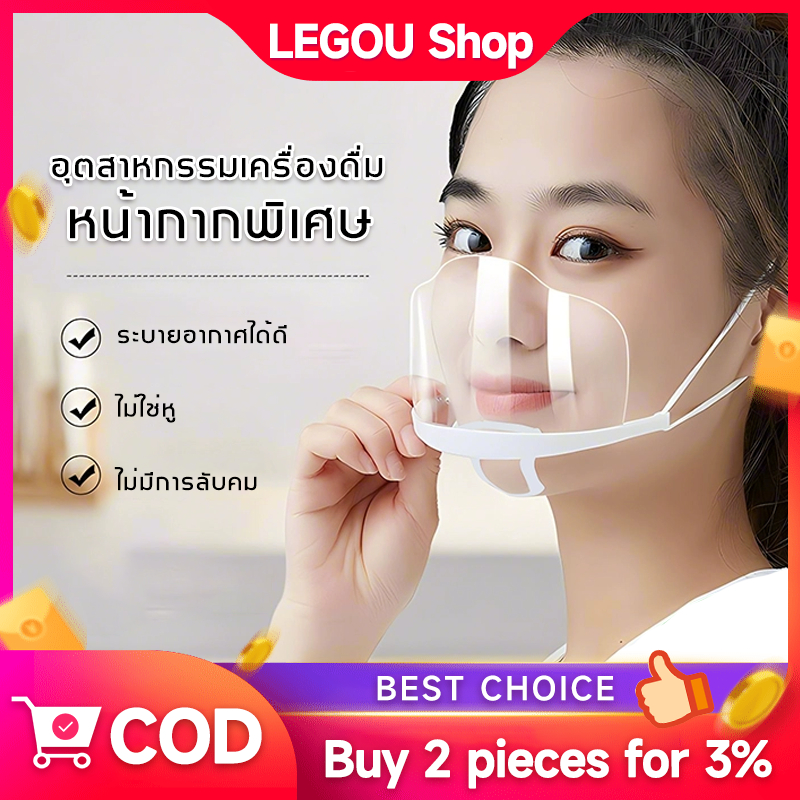 【ส่งจากไทย】หน้ากากกันน้ำลาย หน้ากากเชฟ ปิดปากพลาสติก สำหรับทำอาหาร เชฟชอบใช้ พลาสติก