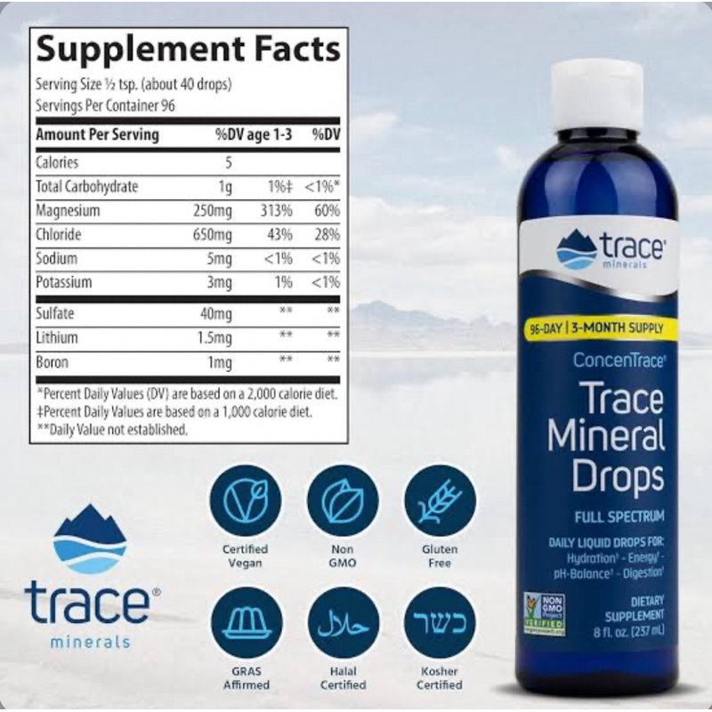 Trace Minerals ConcenTrace Trace Mineral Drops แร่ธาตุรองสำหรับหยด