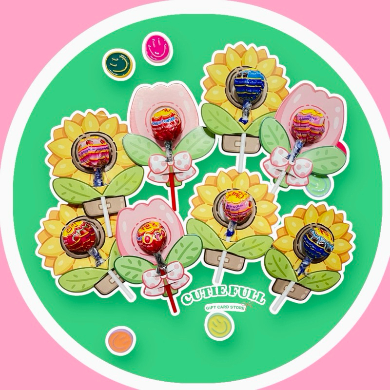 🌷5 ชิ้น การ์ดอมยิ้ม ลายดอกทิวลิป🌷[สินค้าพร้อมส่งค่ะ] - รูปที่ 5