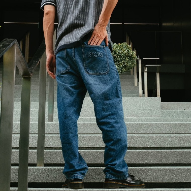 era-won กางเกงยีนส์ Baggy denim ERW collection สี ยีนส์ฟอกอ่อน - Street wash