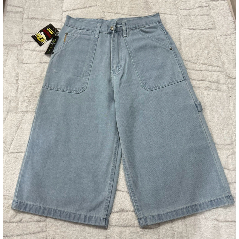 กางเกง lazy jeans ขาสัันบลู 4 ส่วน แถมป้ายห้อยแบรนแท้