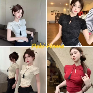 เสื้อยืดจีนสไตล์ใหม่ แขนสั้น ดีไซน์ทันสมัย