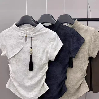 เสื้อยืดจีนสไตล์ใหม่ แขนสั้น ดีไซน์ทันสมัย