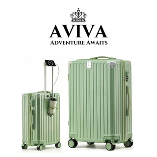 AVIVA กระเป๋าเดินทาง 20/24/28นิ้ว พร้อมตะขอ PC+ABS มีซิปรุ่นซิปล็อครหัสได้ เบา กระเป๋าล้อลาก กระเป๋าเดินท การชาร์จไฟ USB