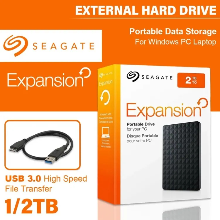 Seagate ฮาร์ดดิสก์พกพา External Hard Disk 2TB/1TB HDD External USB3.0 2.5" ฮาร์ดดิสก์ External การประกันคุณภาพ