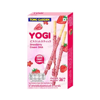 Tonggarden โยกี้ บิสกิตแท่งเคลือบครีมรสสตรอว์เบอร์รี่ 36 กรัม