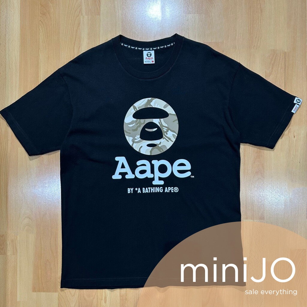 เสื้อยืด AAPE - AAPE BY A BATHING APE® CAMO MOON FACE สีดำ (ของแท้ มือสอง)
