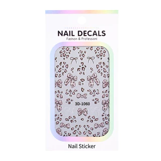 สติกเกอร์โบว์ลายเสือ ติดหน้าเล็บ สินค้าพร้อมส่ง