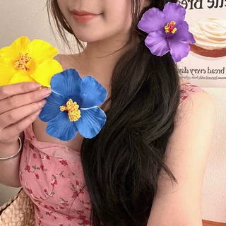 Rubuyou กิ๊บหนีบผมดอกไม้ คลิปด้านข้างหวานสไตล์เกาหลีแฟชั่นสำหรับผู้หญิงกิ๊บผมปลอมริมทะเลวันหยุดพักผ่อน เครื่องประดับผม