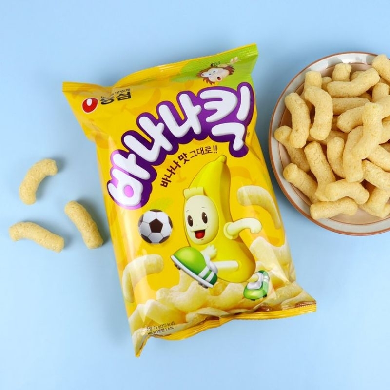 พร้อมส่ง​ 바나나킥 ขนมอบกรอบรสกล้วย ขนมกล้วยเตะ Nongshim Banana Kick 2 ขนาด