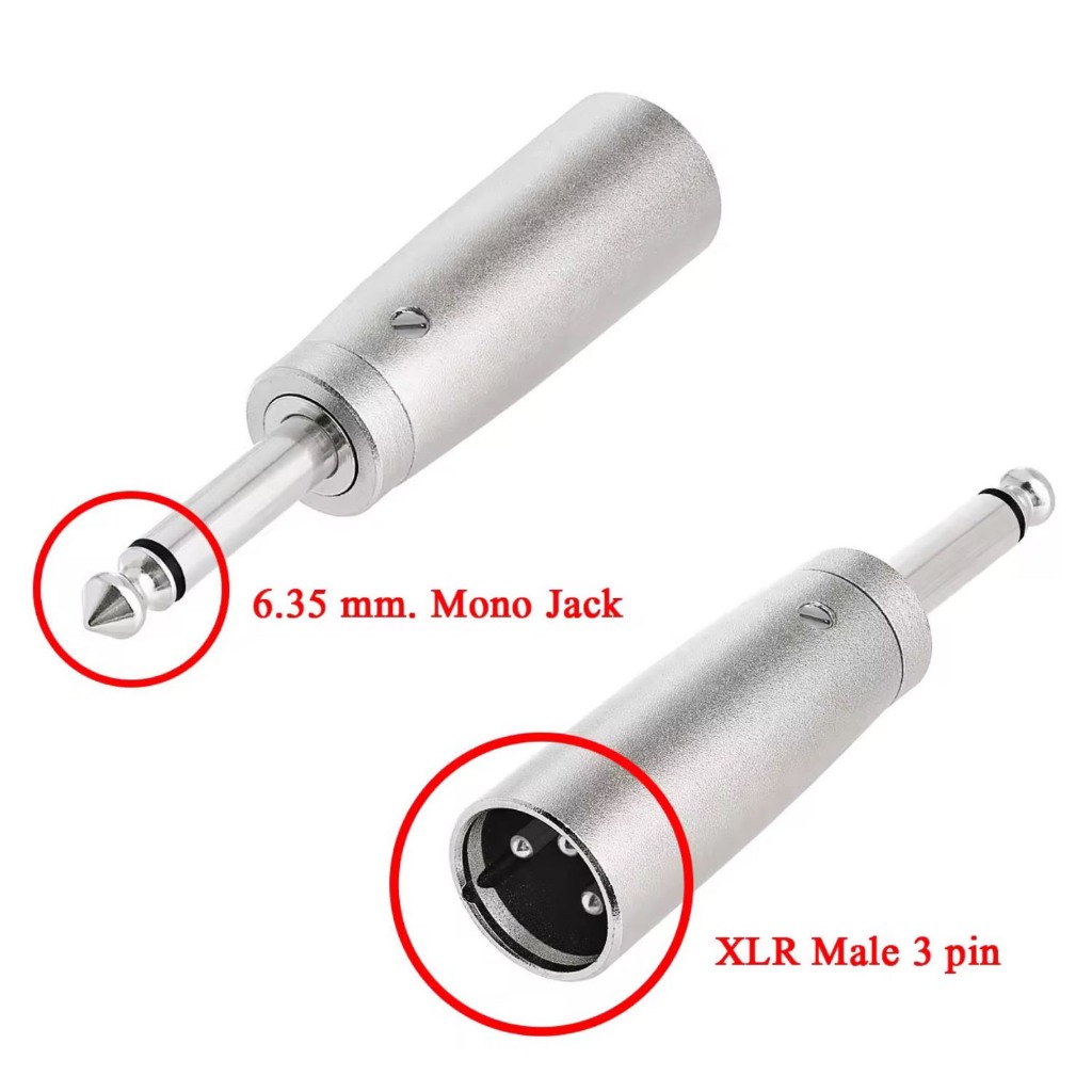 อะแดปเตอร์ไมโครโฟน ตัวแปลงสัญญาณไมโครโฟน TRS Male XLR Male to  1/4" 6.35mm Mono